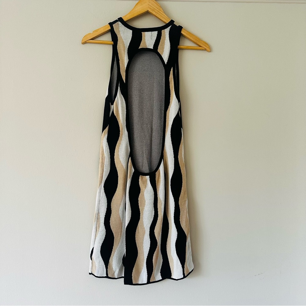 Show Me Your Mumu Sweeney Black White Tan Backless Dress - S - Picture 4 of 5